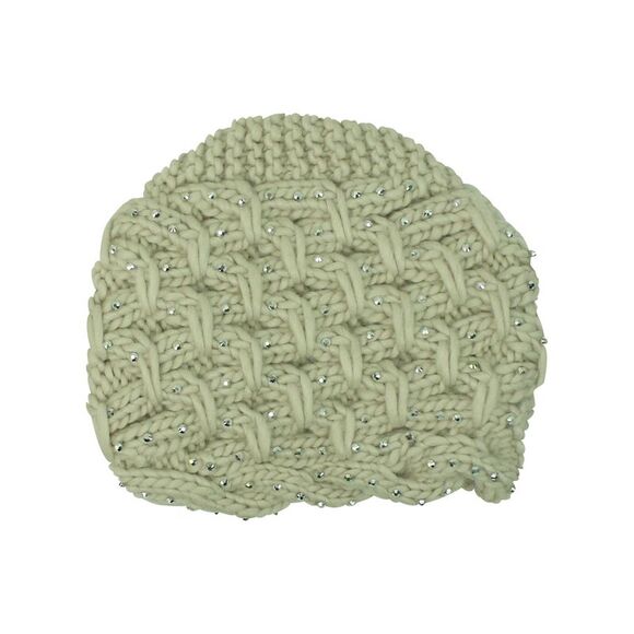 Thick Knit Winter Silver Rhinestone Beanie Hat - Picture 3 of 8